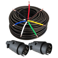 Anhängerkabelset | 7-adrig | 6x0,6+1x1mm² | 2x Stecker | 10 Meter
