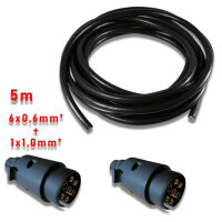 5m Anhängerkabelset 7-polig inkl. 2x Stecker (6x0,6mm²+1x1mm²)