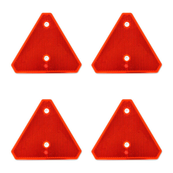 Dreieckrückstrahler | Reflektor | 140x125mm | gebohrt | Rot | 4 Stück