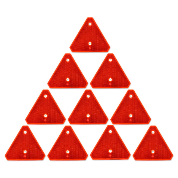 Dreieckrückstrahler | Reflektor | 140x125mm | gebohrt | Rot | 10 Stück
