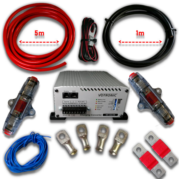 SET Votronic Ladebooster VCC 1212-50 inkl. 6m Kabelsatz 20mm²