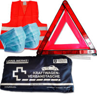 KFZ Unfall- und Erste-Hilfe Set | Verbandtasche LEINA Elegance | Warndreieck | Warnweste, orange