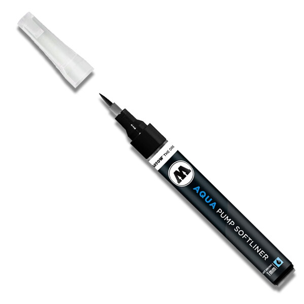 Aquarellmarker | Molotow Aqua Pump Softliner | 1mm | Tiefschwarz