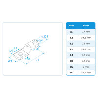 Rohrkabelschuh 25mm² M10 Ringkabelschuh 4AWG Crimp Kabelschuh verzinnt