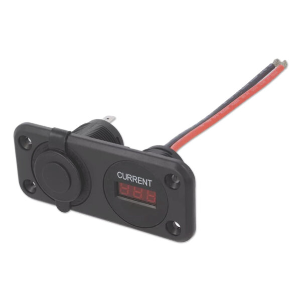 Strompanel | Bordstromsteckdose & DC-Amperemeter | 12-24V | 20A