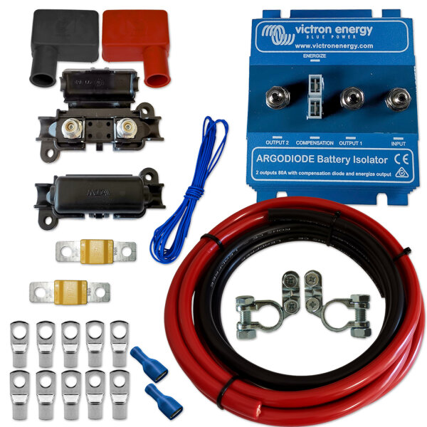 Zweitbatterieset | Victron Argodiode 80-2SC Trenndiode 12–24V 80A | 6m 16mm² Kabel