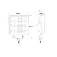 Arbeitsscheinwerfer | LED | 12-24V | 24W | Quadratisch | IP67