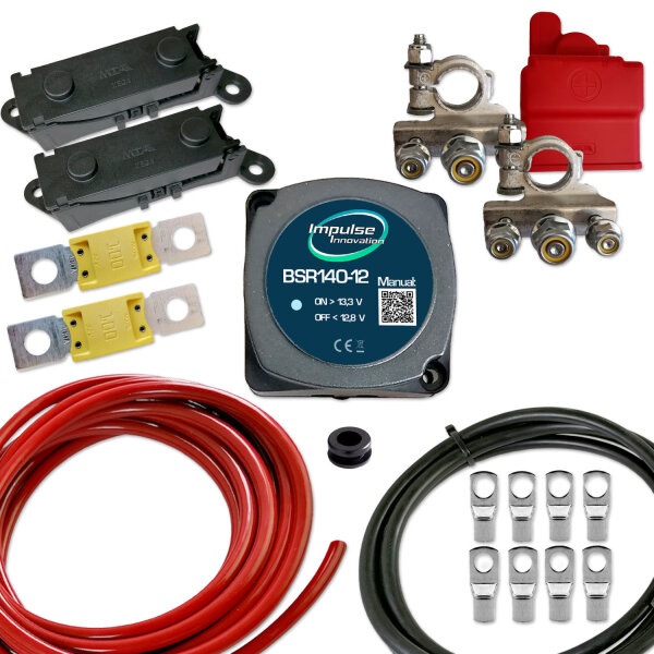 Trennrelais 12V Zweitbatterie Set 3-fach Polklemmen 25mm² 3,5m Kabel