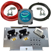 BSR140-12 Automatik Trennrelais 12V Zweitbatterieset mit 6m Kabelsatz 16mm² ECu & VW T4 T5 T6 Universal Batteriehalter