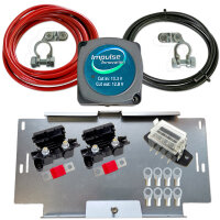 BSR140-12 Automatik Trennrelais 12V Zweitbatterieset mit 3,5m Kabelsatz 10mm² ECu & VW T4 T5 T6 Universal Batteriehalter