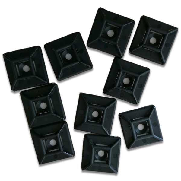 Kabelbinder-Halter 28x28mm | Schwarz | selbstklebend |10 Stück