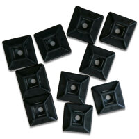 Kabelbinder-Halter 28x28mm | Schwarz | selbstklebend |10...