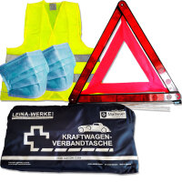 KFZ Unfall- und Erste-Hilfe Set | Verbandtasche LEINA Elegance | Warndreieck | Warnweste, gelb
