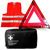 KFZ Unfall- und Erste-Hilfe Set | Verbandtasche, Schwarz | Warndreieck | Warnweste, orange