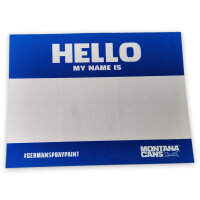 Hello my name is Sticker Blau 100 Stück + Marker | Montana Cans