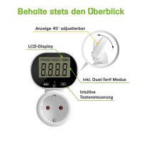 Stromzähler Steckdose | Schuko | 230V | 16A | Dual Tarif Modus | 50Hz