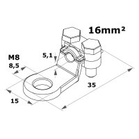 Ringkabelschuh schraubbar 16mm² M8 vernickelt | Impulse Innovation
