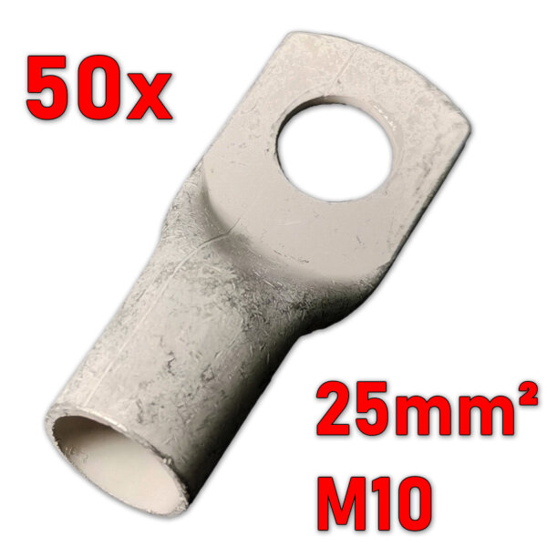 50x Rohrkabelschuh 25mm² M10 verzinnt | MTA TUBOLAR