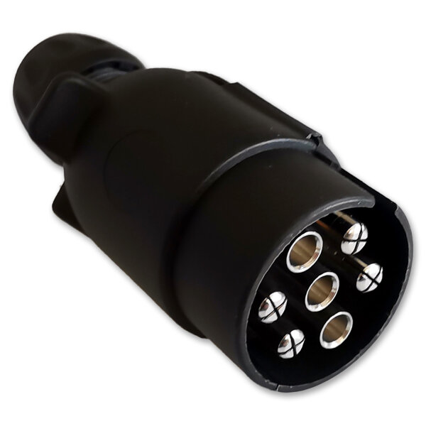 Anhängerstecker Aspöck | 7-polig | 12V | 16A | Flachstecker | Doppeltülle