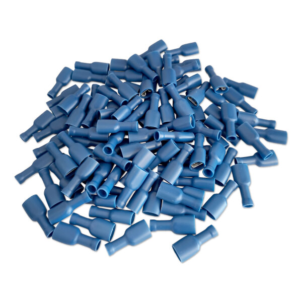 100x Flachsteckhülse 6,3mm vollisoliert blau 1,5-2,5mm² Crimp | F630