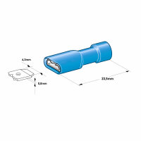 100x Flachsteckhülse 6,3mm vollisoliert blau 1,5-2,5mm² Crimp | F630