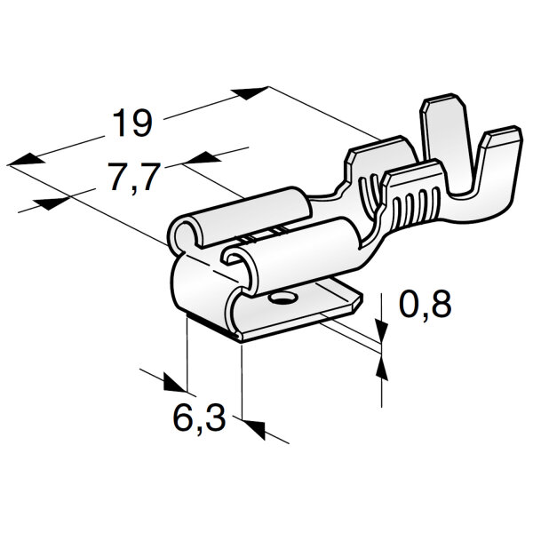 Flachsteckhülse 6,3mm 0,8-2,5mm² unisoliert mit Abgriff | MTA 630 2WAY