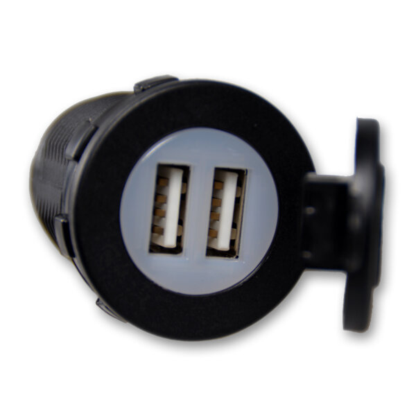 USB Doppelsteckdose | Typ A | 12-24V | 5V 2,1A | Ø29mm