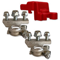 Batteriepolklemme 3-fach | M6/M8/M6 | Plus/Minus | mit Abdeckung