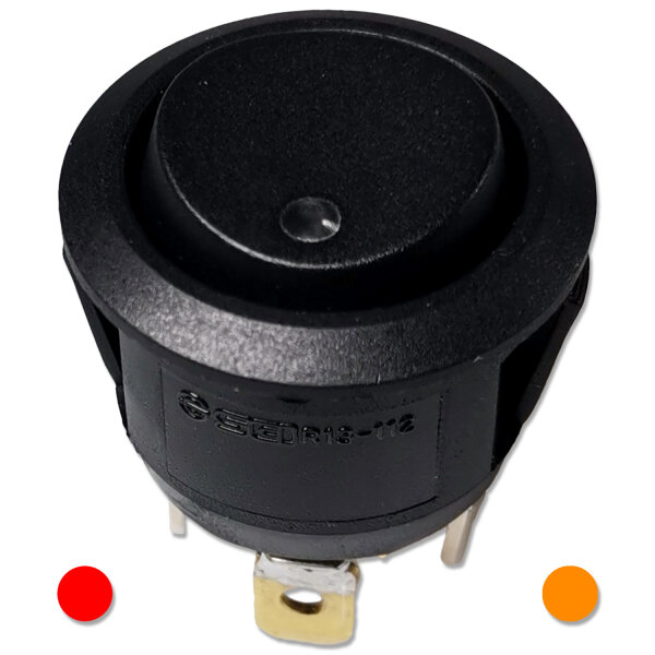 Wippschalter | 3 Positionen | LED Rot/Gelb | 12V | 20A | Ø20,2mm