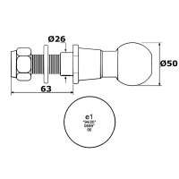 Kugelbolzen | 50mm | M22 | 3500kg | DIN 74058
