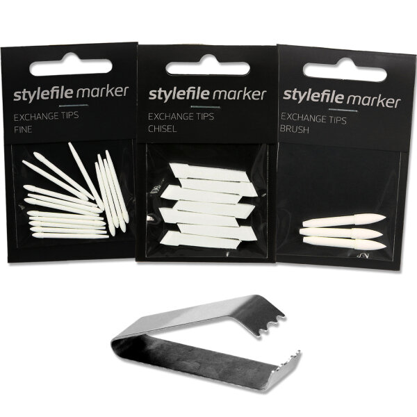 Stylefile Marker Ersatzspitzen Standard, Brush, Chisel, Spitzentauschzange (Auswahl)