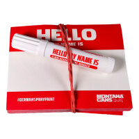 Stickerpack Montana Cans "Hello My Name Is" | Rot | 100 Stk + Marker