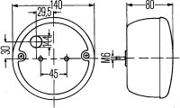 Rückleuchte | HELLA 2SE 001 685-201 | 12-24V | Rund | Tüllenanschluss