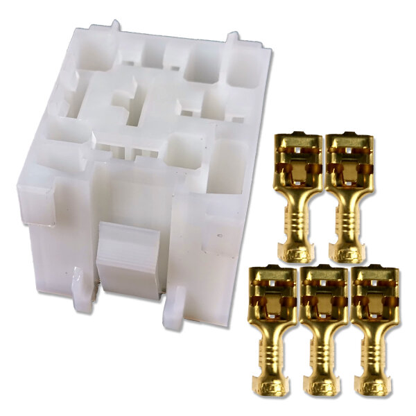 Mini Relaissockel Satz MTA | 5-polig | weiß | inkl. Flachsteckhülsen 6,3mm