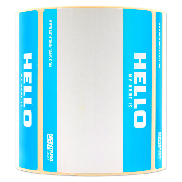 Hello my name is Sticker Rolle 500 Stück Hellblau | Montana Cans