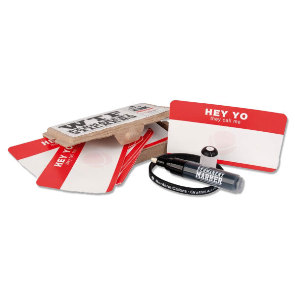 MTN WTF Permanent Stickers: HEY YO (50 Stück) Rot inkl. Marker