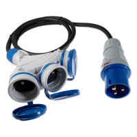 Adapterkabel CEE Stecker 3-polig auf 3x Schuko Steckdose 230V (3m)