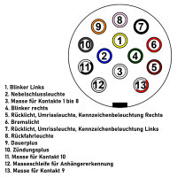 Anhängerstecker | 13-polig | 12V | 16A | kompakt