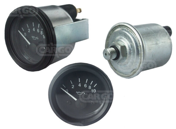 Öldruckanzeige mit Sensor | Analog | 24V | 0-10 Bar | Ø52mm