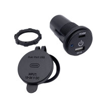 USB Doppelsteckdose | Typ A & C | 12V-24V | QC 3.0 & PD 60W | Ø29mm