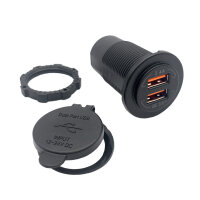 USB Doppelsteckdose | Typ A | 12-24V | 5V/2,4A | QC 3.0 | Ø29mm
