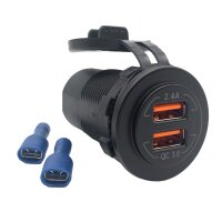 USB Steckdose 12V 24V 2x USB-A QC 3.0 Motorrad | Impulse...