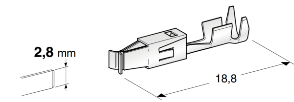 Flachsteckhülse 2,8mm 0,5-1mm² unisoliert | MTA JPT-WP F280