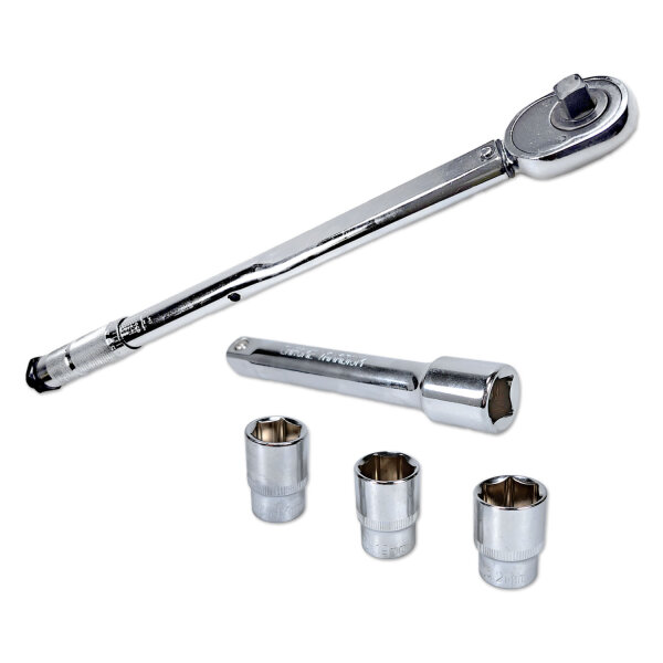 Drehmomentschlüssel-Set | 1/2" | 28–210 Nm | inkl. Nüsse & Koffer