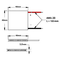 Thermoelektrisches Modul | Peltier | 15,4V | 68,8W | 40x40x3,5mm