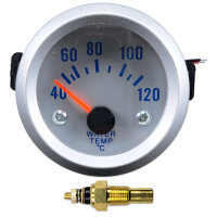 Wassertemperaturanzeige mit Sensor | Analog | 12V | 40-120°C | Silber | Ø52mm