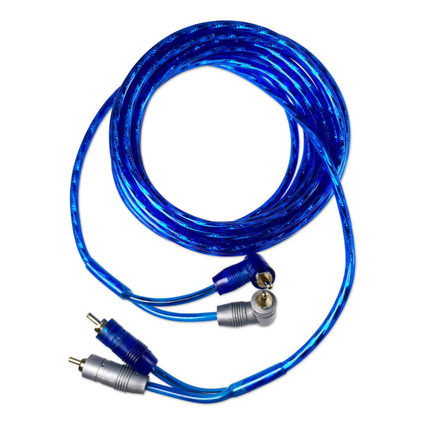 Cinchkabel | Stereo | RCA zu RCA 90° | Blau | 5 Meter