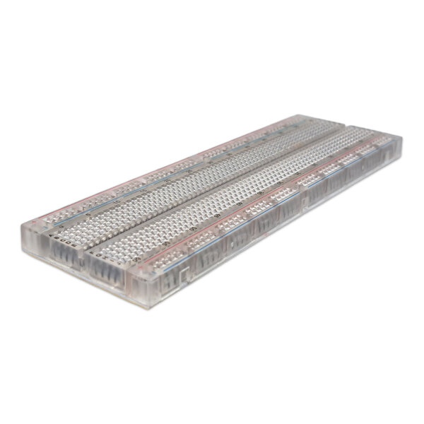 Breadboard 830 Kontakte 165x54mm 2,54mm selbstklebend transparent