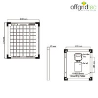 Solarpanel | Monokristallin | 12V | 10W | 370x230x25mm