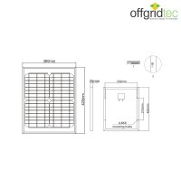 Solarpanel | Monokristallin | 12V | 20W | 420x360x25mm